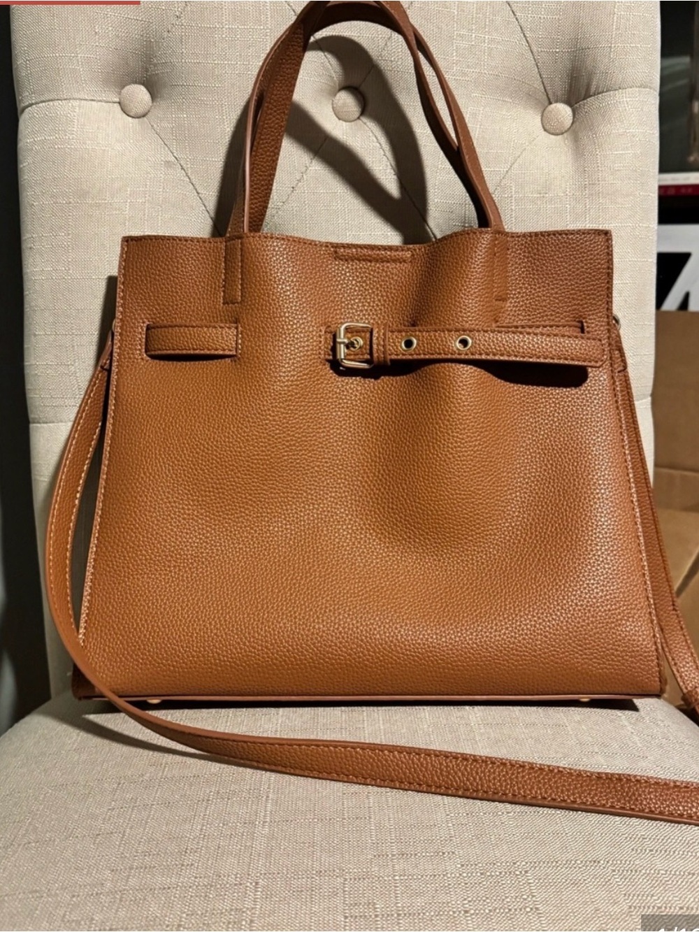 Ello Everyday Textured Tote Bag in Brown - Picture 3 of 4